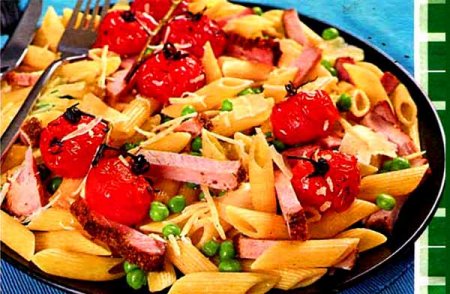 Макароны с черри и горошком рецепт