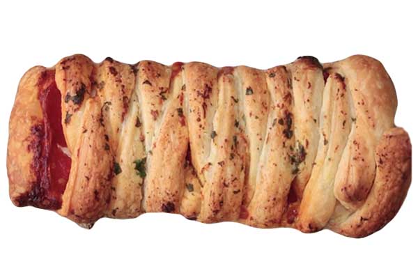 Пицца косичка из слоеного теста