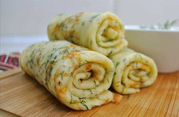 Блинчики с сыром и зеленью